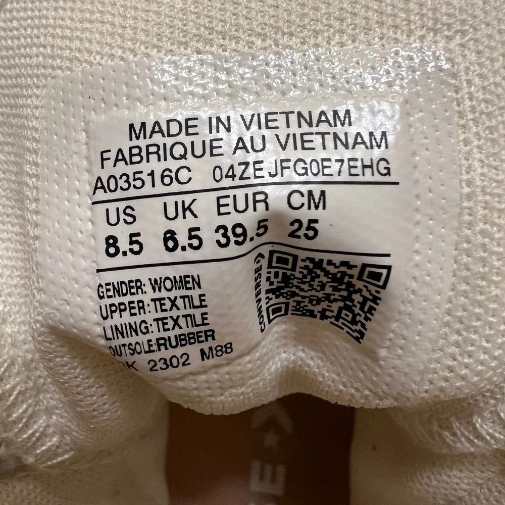 Converse Chuck Taylor All Star Lift Platform High Top Cream Sneakers Women's 8.5 - Picture 5 of 11